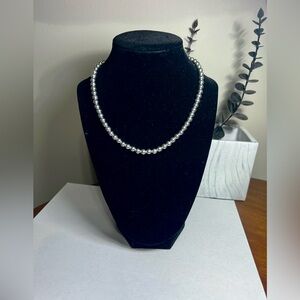 Vintage Monet Silver Bead Necklace • Classic Toggle Clasp • Timeless Shine